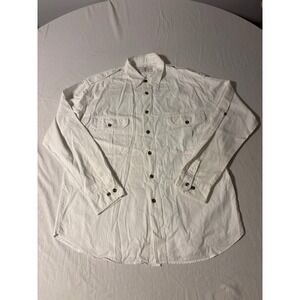 River Trader Safari Shirt Mens XL White Cotton Utility Button Down Epaulettes